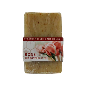 Vegetable oil soap with honey and rose petals