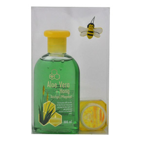 Geschenk mit Duschgel / Pflegebad mit Aloe Vera und Honig sowie einem Lippenbalsam mit Propolis